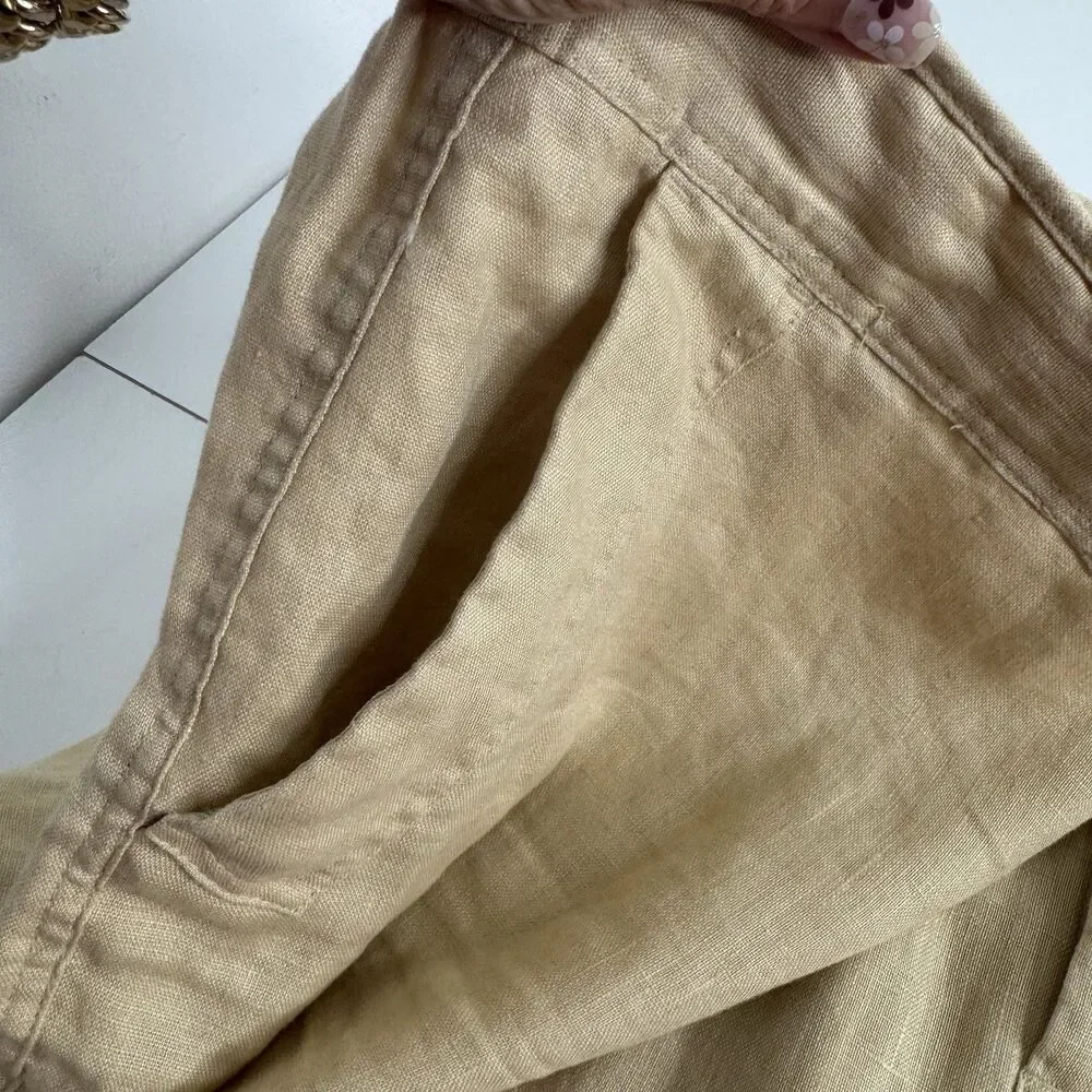 Lauren Ralph Lauren 100% Linen Wide Leg Pants 22W Brown Tan Plus Size LRL - Picture 6 of 8